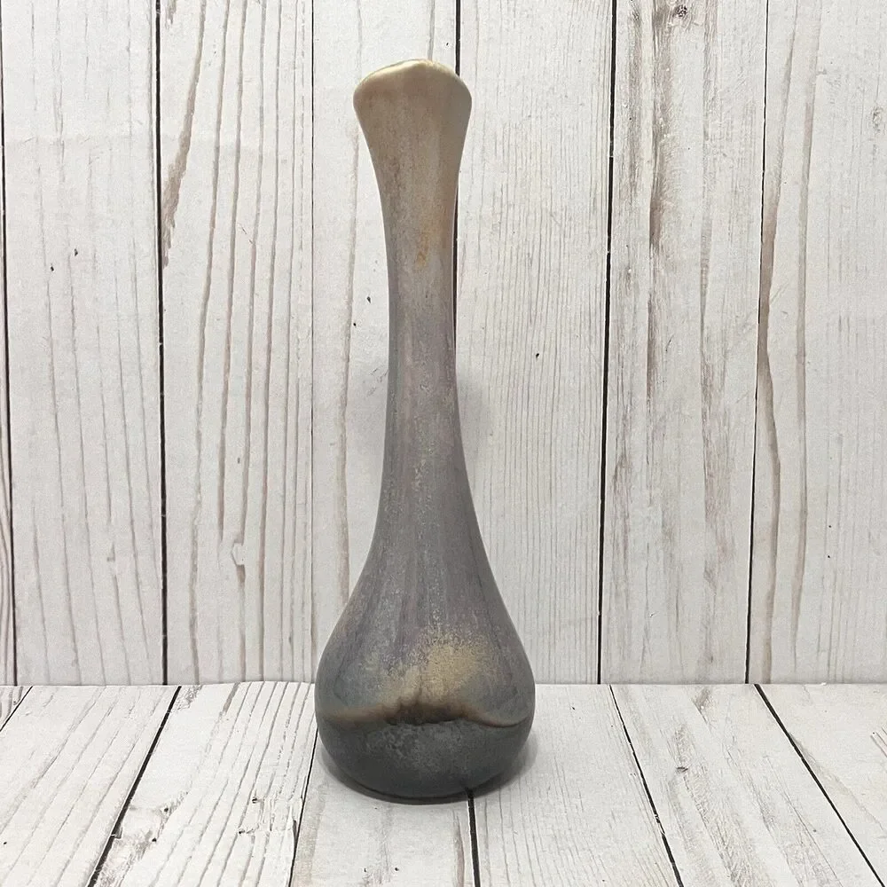Howard Pierce Porcelain Gloss Gray & Beige Speckled Vase California Pottery 10”